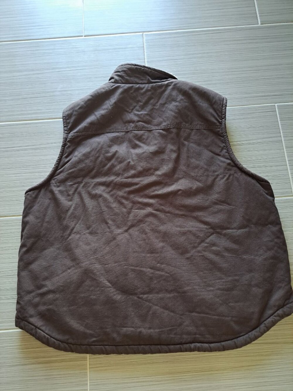 Lee Mens XXL Brown Canvas Sherpa Lined Fleece Vest Zipper Pockets Gorpcore - Picture 9 of 9